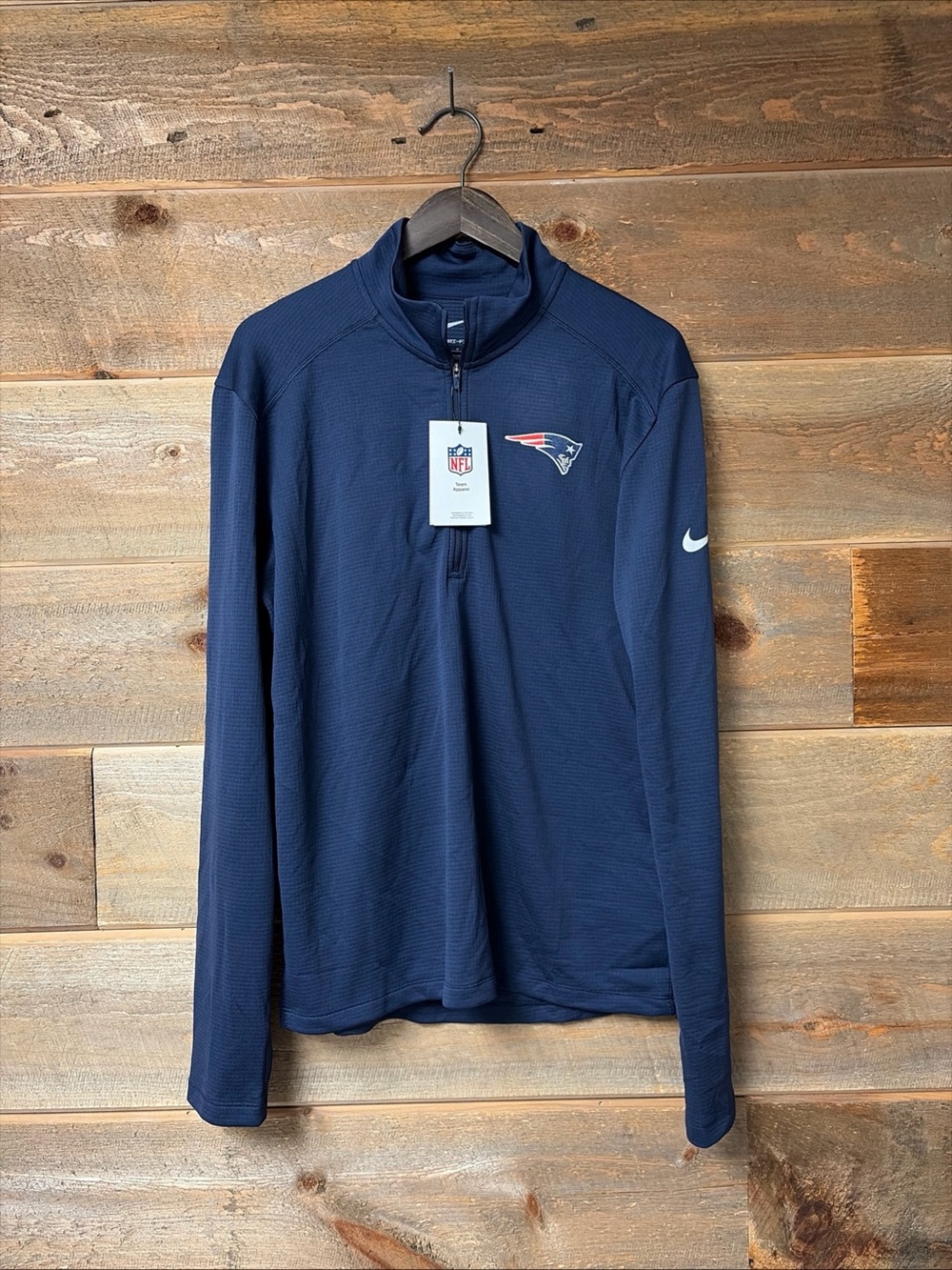 New England Patriots Jacket Mens Medium Blue NFL Nike Dri Fit Quarter Zip NWT